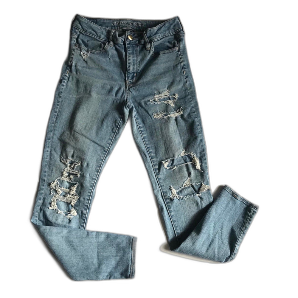 American Eagle Super Stretch X Hi Rise Jegging Jeans Size 6 Destroyed Distressed